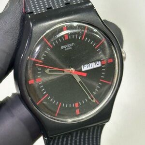 Swatch GAET SO29B710-S14 Day-Date Black Resin 41mm Swiss-Made Men’s Dress Watch